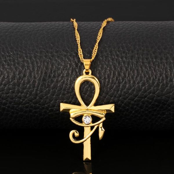 

pendant necklaces yu-gi-oh cross necklace for women/men with gold color eyes horace religious chain egyptian jewelry gifts, Silver