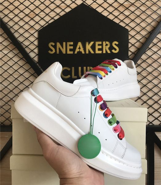 

lovers shoes, white tail platform leather casual shoe, rainbow lace men women height-increasing sneakers fashion lover flat trainers, Black
