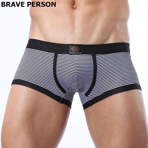 

men's lycra cotton underwear boxers men knit stripe boxer shorts breathable brand underwear men boxer, Black;white