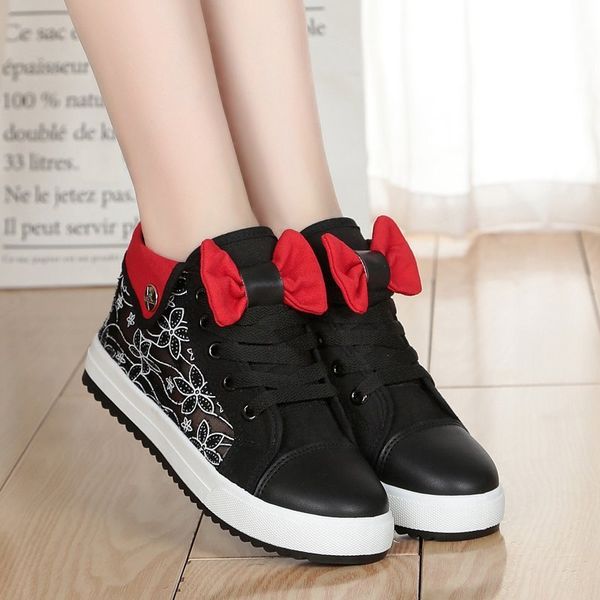 

summer wild spring canvas parent-child skate lace cool edge casual shoes kids girls, Black;red