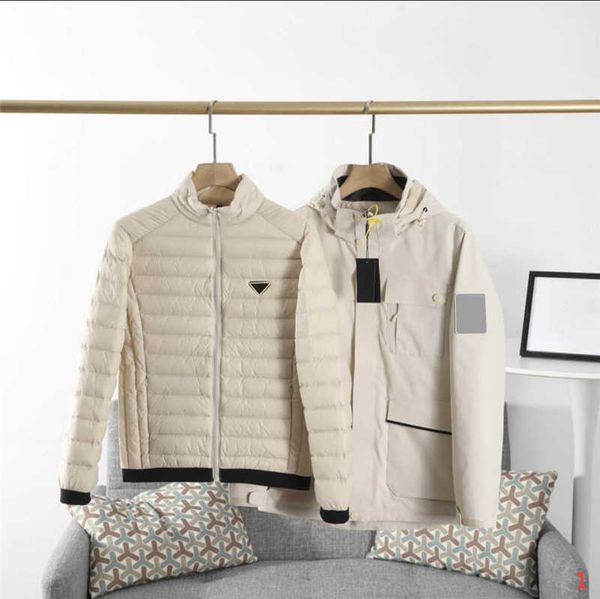 

20fw mens jacket winter down two pieces set casual men windbreaker jackets with hooded new sports outwear coat size m-5xl, Black;brown