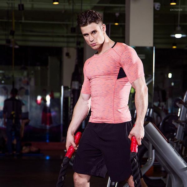 

running jerseys 2021 sportswear mens skin tight short sleeve sport bodybuilding fitness compression shirt men gym black shirt1, Black;blue