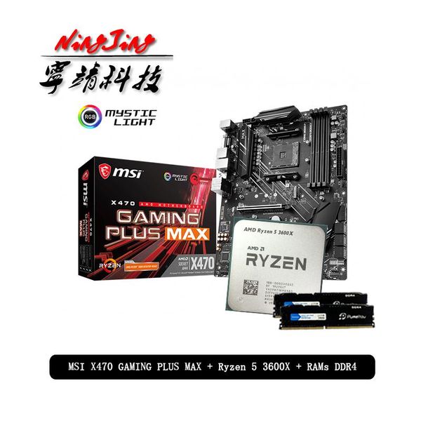 

rams amd ryzen 5 r5 3600x cpu + msi x470 gaming plus max motherboard pumeitou ddr4 8g 16g 2666mhz suit socket am4 without fan