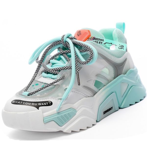 

rasmeup rainbow bottom women's platform sneakers 2020 summer fashion genuine leather chunky women shoes trainers ladies footwear lj2012, Black;white