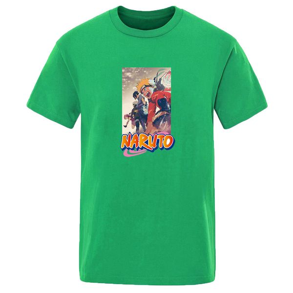 

japen anime naruto cool crew neck hip hop trend cartoon print solid color new summer short sleeve hooded sweatshirt hoodie men t shirt