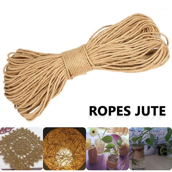 

100m 6mm natural textured hessian jute twine string tag label hang rope wedding home woven decorative crafts1, Black;white