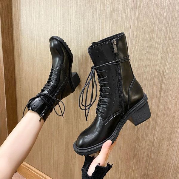 

boots 2021 style for autumn and winter all-match net red ins fashion short british breathable women, Black