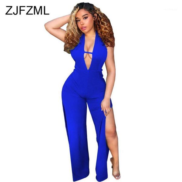 

off the shoulder vintage bodycon jumpsuits women sleeveless double side high split long romper summer ladies backless playsuits1, Black;white