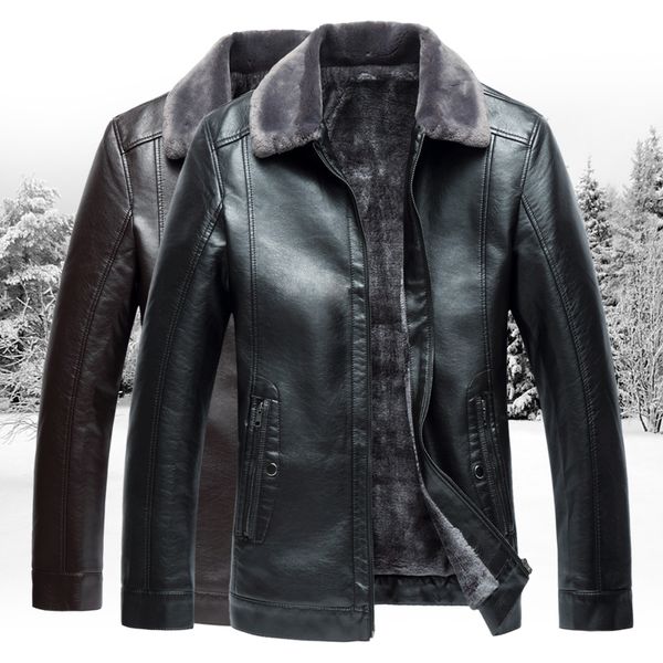 

2021 new winter jacket,fashion men's business jackets,large size solid turn-down collar leather warm l-8xl black brown yyda
