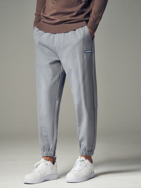 

men patched solid sweatpants x6bq#, Black