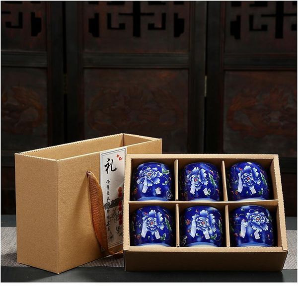 

6 шт. керамическая плющая wealware tapeware chinese kungfu набор чайных чашек для чашки sake cups 50 мл мастер кубок маленькие чайные чашки