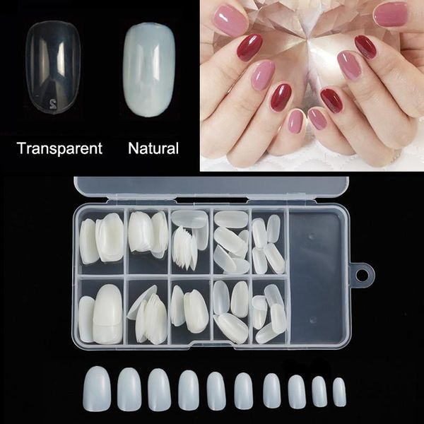 

false nails 100pcs/box round short acrylic natural/white/clear nail tips salon full cover french art fake, Red;gold