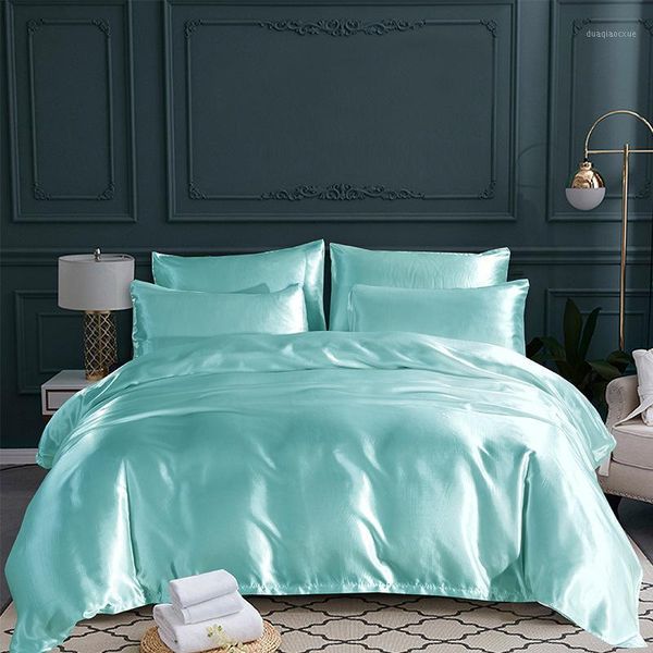 

bedding sets gray white black red king double size satin silk summer used single bedlinen set kit duvet cover set1