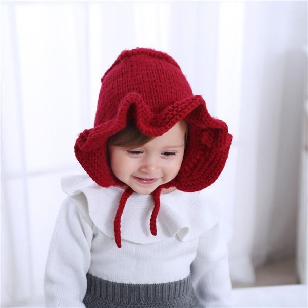

children's warm knitted hat ball baby hat woolen children's baby autumn and winter1, Blue;gray