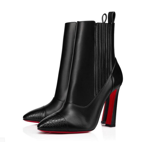 

elegant brands women's red bottom boot castarika fashion black ankle boots chunky heels famous ladies party wedding women booties eu 35