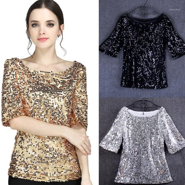

blouse for women sequins shiny cocktails casual shirts 2020 new shirts street clothing retro fashion camisas mujer #381, White