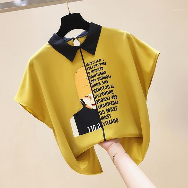 

women blouses brand korean office lady chiffon shirt sweet letter print summer new casual short sleeve white blusas mujer1