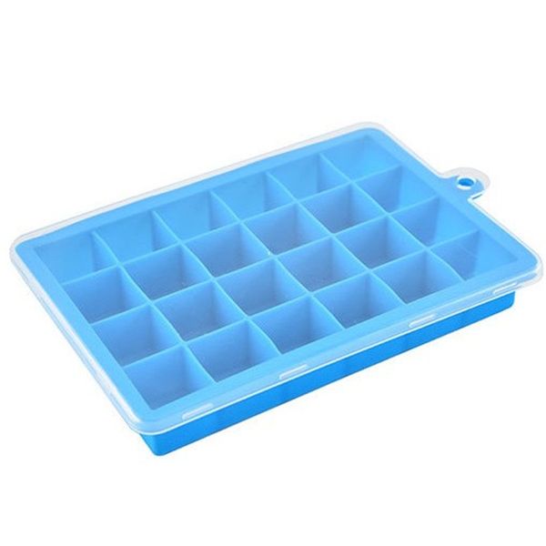 

food grade silicone molds 24 lattices ice cube mould with clear lid ice cream tools blue green color 7js e1