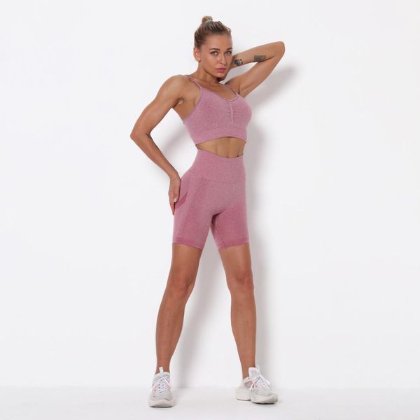 

шорты 2 шт. женщины yoga set pust up bras + высокая талия короткие ноггинги 2-х частей установлен пузырь бурки шорты женщина летняя спортивн