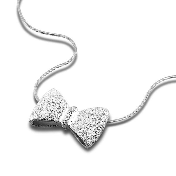 

fashion elegantnecklace women chain 925 sterling silver bow pendant necklace simple snake chain statement couples jewelry 2021