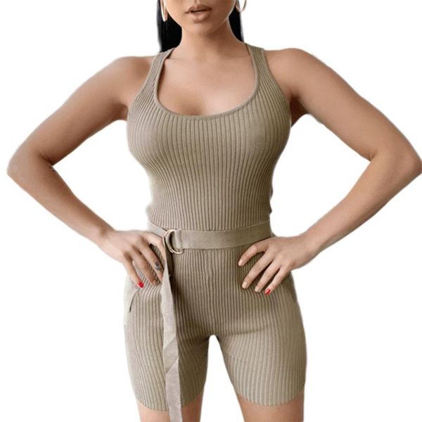 

new playsuit for women 2020 summer bodycon sleeveless short jumpsuit womens clothing solid color one piece romper without belt, Black;white