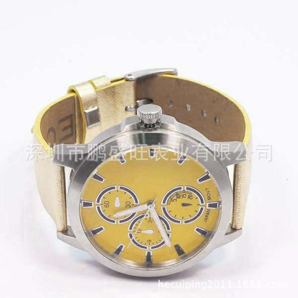 

quartz men's watch fake fashion british three eye dial fine steel waterproof watchkcav, Slivery;brown