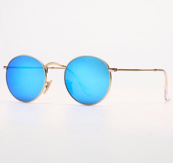 

wholesale designer sunglasses women flash sun glasses mens sunglsses round metal 50mm real uv400 protection glass lenses with brow, White;black