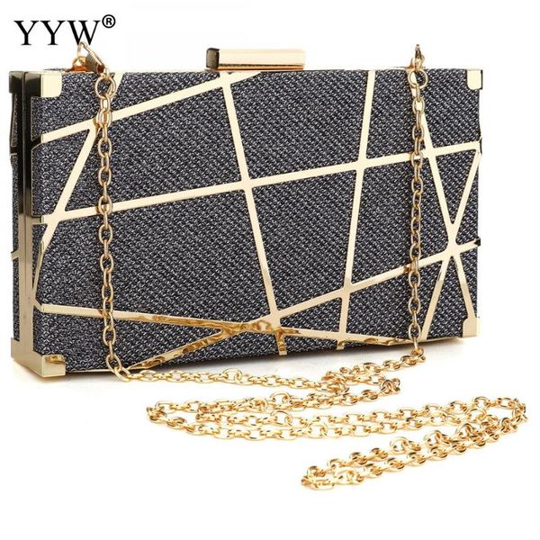 

zinc alloy clutch bags for women 2020 evening bag women new famous fashion elegant geometric chain shoulder bag box clutches
