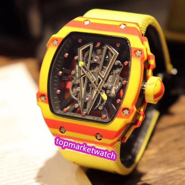 

высокое качество производители лучший выпуск rm 27-03 скелет циферблат ntpt желтый углеродного волокна чехол япония miyota автоматическая rm, Slivery;brown