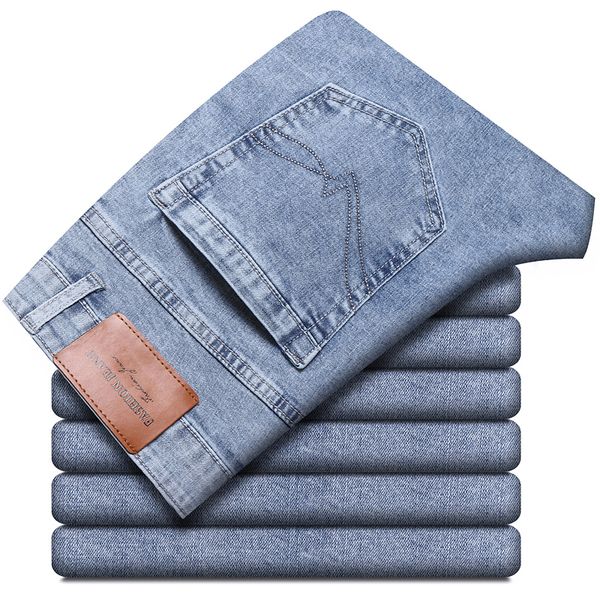 

2021 spring and autumn new men's fashion casual jeans classic style light blue washed stretch denim trousers male brand clothes