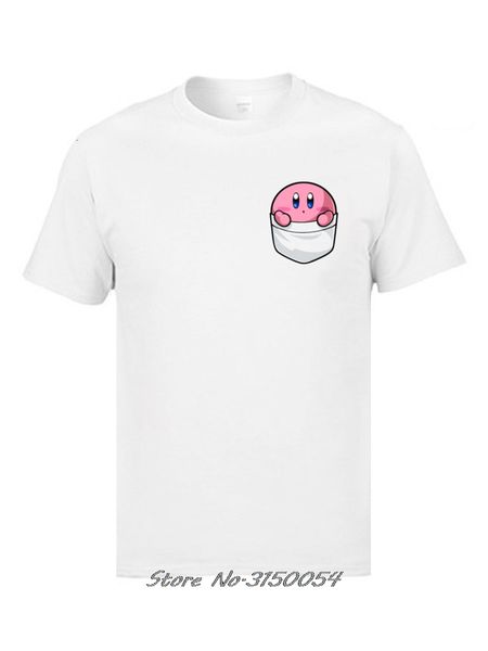 

sport new pocket pink kawaii kirby t-shirt for student clothing shirts men cotton fabric funny cartoon print t shirt