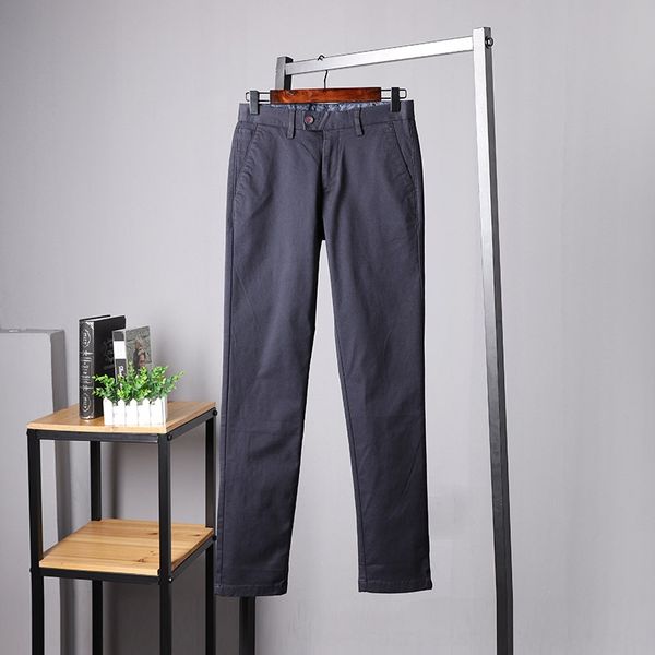 

haijiamen's clothing in spring and trousers and trousersautumn 2020 navy blue basic middle waist leisure pure color trousers gptaa