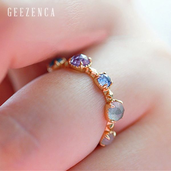 

925 sterling silver gold plated gemstone natural z amethyst for women japanese style luxury trendy ring fine jewelry q1219, Golden;silver