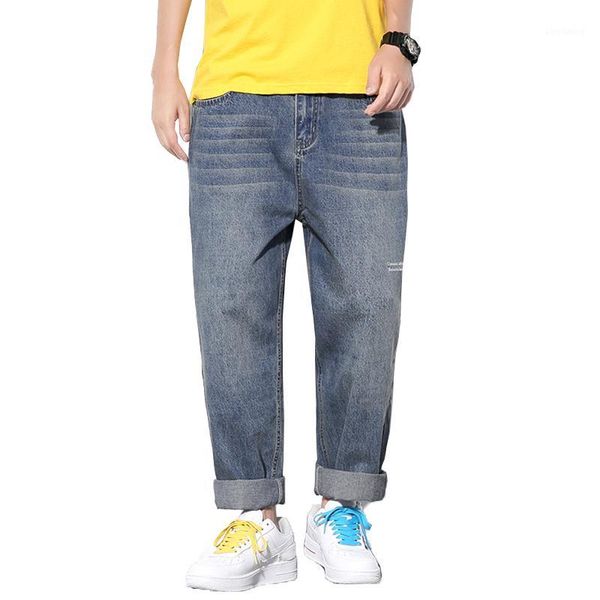 

jeans men 2019 spring and summer men loose large size straight pants tide brand retro old wide leg casual blue trousers size 5xl1
