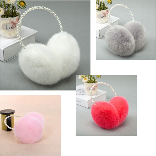 

novelty pearl winter earmuffs women 20211pc fur earmuff warmers girls imitation rabbit plush warm muff ear hair accessories