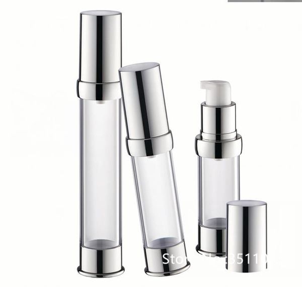 30pcs 15ML 20ML 30ML di alta qualità vuoto lozione cosmetica bottiglia di vuoto essenza pompa senz'aria corpo trasparente tappo d'argento