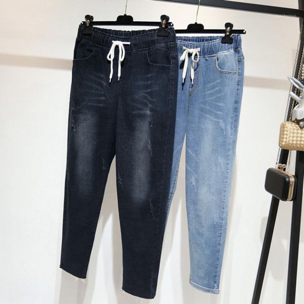 

spring summer blue high waist loose denim jeans female harem pants trousers boyfriend jeans for women plus size 4xl1