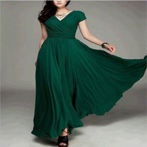 

casual dresses est style skirt v-neck evening long dress for women ladies, Black;gray