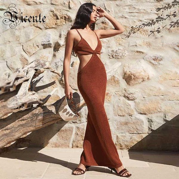 

vc all 2020 new trendy waist hollow out design v neck backless celebrity party club bandage long slip dress1, Black;gray