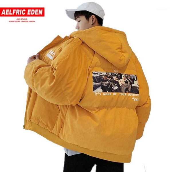 

aelfric eden windbreaker bubble coat mens jackets thick parkas 2020 winter harajuku hip hop warm jacket outwear streetwear ag181, Tan;black