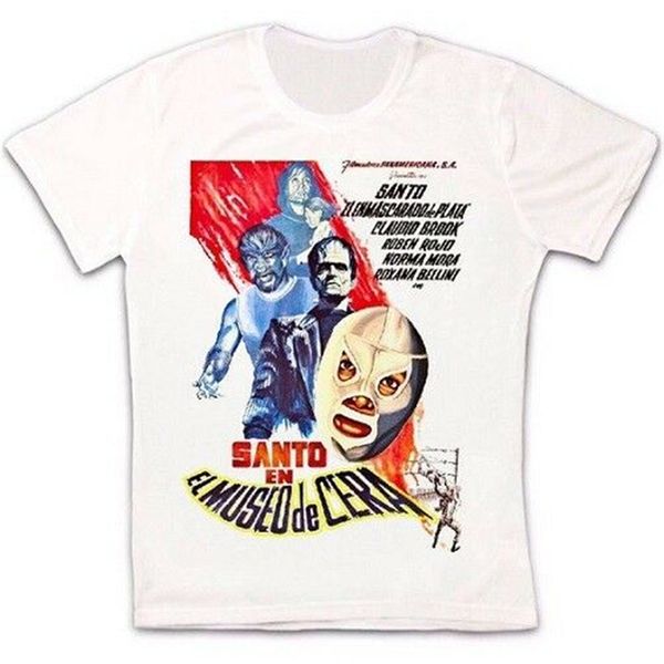 

el santo wax museum film poster 60s mexican wrestler retro t shirt 1038 custom print tee shirt sport hooded sweatshirt hoodie