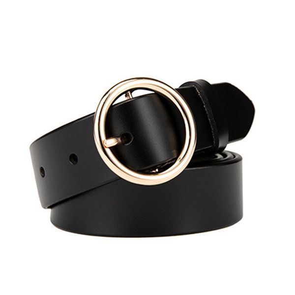 

female deduction side gold buckle jeans wild belts for women fashion students simple new circle pin buckles belt women waistband, Black;brown