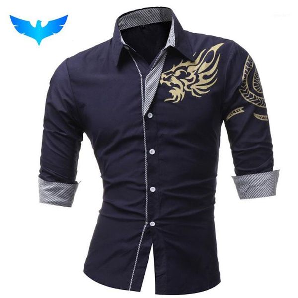

men's dress shirts qingyu 2021 long-sleeved shirt dragons casual slim lapel male quality large size 4xl1, White;black