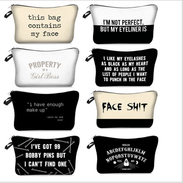 

this bag letters printed makeup bags travel large capacity washing bag portable business trip multi-functional cosmetic bag totes gg12601, Black