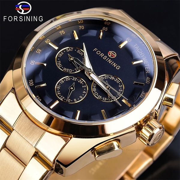 

new forsing mechanical watch men's fashion leisure multifunctional automatic mechanical watch, Slivery;brown
