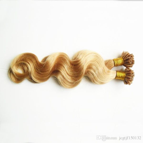 

u tip hair extensions human body wave keratin stick tip hair extensions 100s 100g brazilian virgin hair honey blonde the bee color, Black