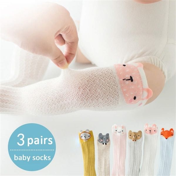 

cartoon cute kids bear animal baby cotton knee high long leg warmers boy girl children socks for 0-3 years y201009, Pink;yellow