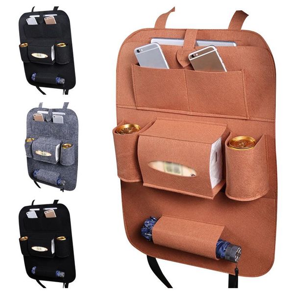 

gray car seat back bag non-woven tidy organiser multi pocket pouch storage bag universal auto seat cover protector accessories