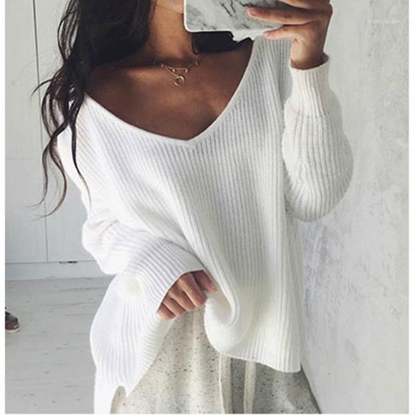 

women's sweaters women off shoulder split knitted sweater autumn winter black pullovers knitwear white jumper pull femmel highstreet sw, White;black