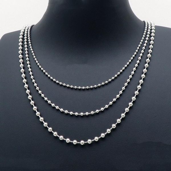 

2/3/4mm multi-layer round ball chain choker necklace for women gold portrait chunky chain stainless steel necklaces jewelry, Silver